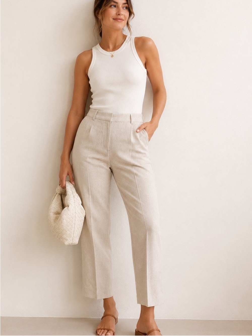 H&M Linen Crop Pants